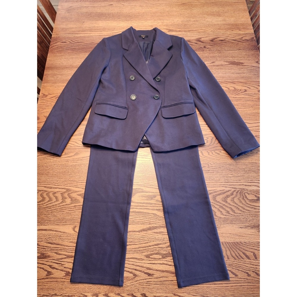 Quince Ultra Stretch Ponte Blazer & Pants Suit Set Lot Womens Size Medium Navy